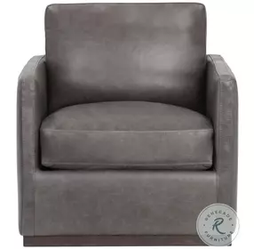 Portman Marseille Concrete Leather Swivel Lounge Chair