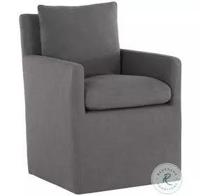 Emrys Smoke Fabric Glenrose Wheeled Dining Armchair