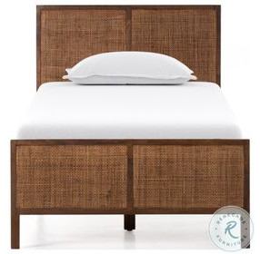 Sydney Brown Wash Twin Upholstered Bed