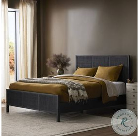 Sydney Black Wash and Black Cane Upholstered Bedroom Set