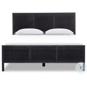 Sydney Black Wash and Black Cane Queen Upholstered Bed