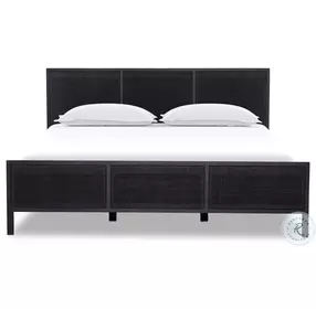 Sydney Black Wash and Black Cane King Upholstered Bed