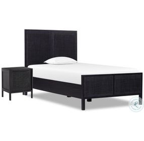 Sydney Black Wash and Black Cane Upholstered Bedroom Set