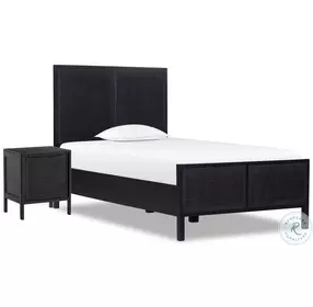 Sydney Black Wash and Black Cane Youth Upholstered Bedroom Set