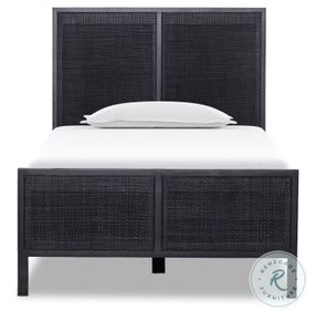 Sydney Black Wash and Black Cane Twin Upholstered Bed