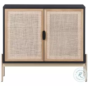 Avida Black Oak and Natural Rattan Sideboard
