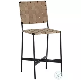 Taurian Light Tan Leather Counter Height Stool