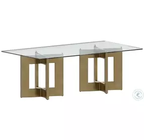 Lianne Clear Glass Top And Gold 86" Rectangular Dining Table