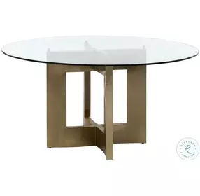 Lianne Clear Glass Top And Gold 59" Round Dining Table