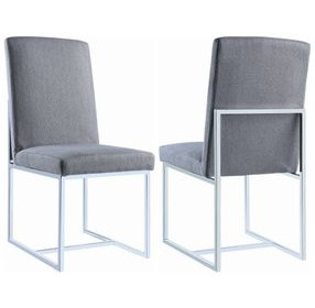 Starlight Grey Matte Velvet Dining Chair Set of 2