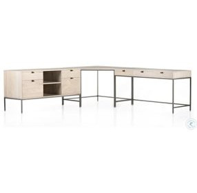 Trey Dove Poplar Filing L-Shaped Credenza Desk System