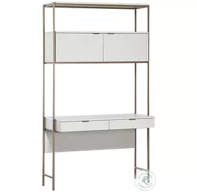 Windsor Cream Oak and Champagne Gold Modular Wall Desk