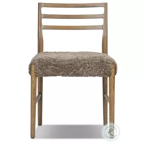 Glenmore Smoked Oak and Taupe Shearling Dining Chair Set of 2