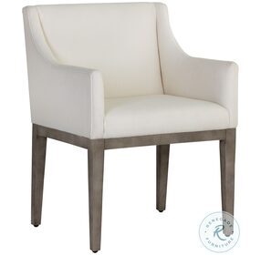 Malik Linoso Ivory Dining Arm Chair