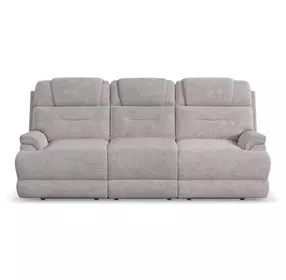 Zecliner Zofa Dove Gray Performance Fabric 87" Zero Gravity Power Reclining Sofa with USB Charging and LED
