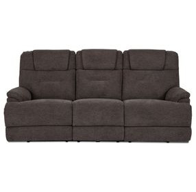 Zecliner Zofa Umber Performance Fabric 87" Zero Gravity Power Sleep Reclining Sofa with USB Charging and LED