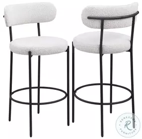 Viola Cream Boucle Upholstered Bar Stool Set Of 2