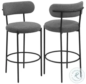 Viola Gray Boucle Upholstered Bar Stool Set Of 2