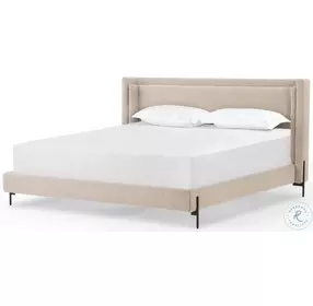 Dobson Perin Oatmeal Performance Fabric King Upholstered Panel Bed