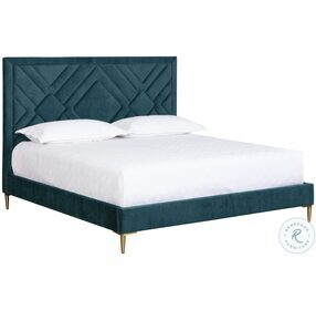 Elizio Danny Teal King Upholstered Platform Bed