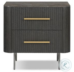 Fletcher Distressed Black 2 Drawer Nightstand