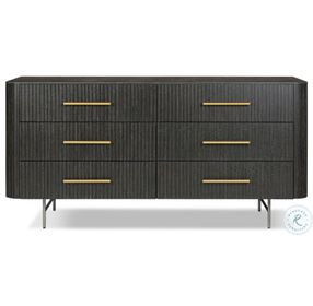 Fletcher Distressed Black Oak 6 Drawer Dresser