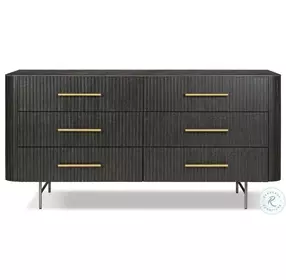 Fletcher Distressed Black Oak 6 Drawer Dresser