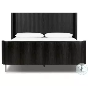 Fletcher Distressed Black Oak Queen Platform Bed