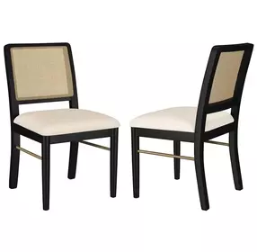 Arini Black Rattan Cane Dining Side Chair Set of 2