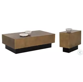 Blakely Antique Brass And Matte Black Occasional Table Set