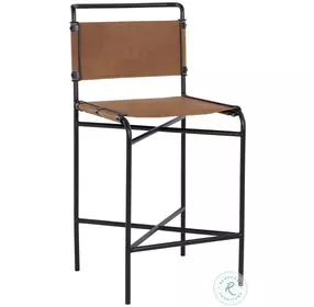 Corrigan Vintage Cognac Leather Counter Height Stool