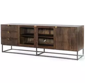 Kelby Carved Vintage Brown And Gunmetal TV Stand