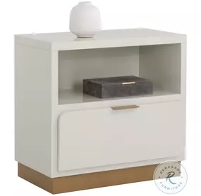 Walden High Gloss Cream And Rustic Bronze Nightstand