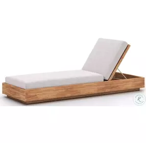 Kinta Stone Grey Performance Fabric And Natural Teak Outdoor Chaise