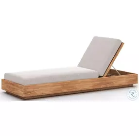 Kinta Faye Sand Performance Fabric And Natural Teak Outdoor Chaise