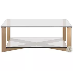 Xavier Antique Brass And Clear Glass Square Coffee Table