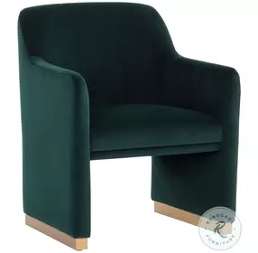 Jaime Meg Dark Emerald Performance Fabric Dining Arm Chair