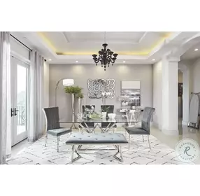 Beaufort Chrome Rectangular Glass Dining Room Set
