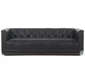 Maxx Heirloom Black Leather 86" Sofa