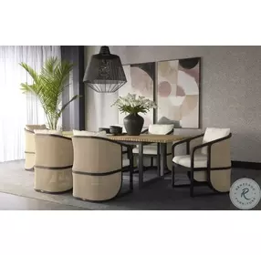 Geneve Natural And Dark Gray Outdoor Extendable Dining Room Set