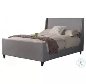 Amber Gray Linen California King Upholstered Panel Bed