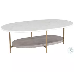 Solenne White And Antique Brass Coffee Table