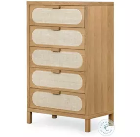 Allegra Natural Cane 5 Drawer Chest