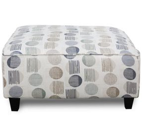 Amos Pebble Gray and White Square Ottoman