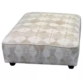 Kittery Dove Beige and Off White Upholstered Square Cocktail Ottoman