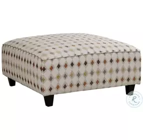 Wowza Sand Mara Beige and Brown Upholstered Square Cocktail Ottoman