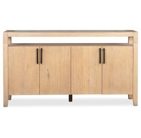 Greenvale Butternut 4 Door Glass Top Sideboard