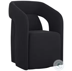 Llorente Abbington Black Wheeled Dining Arm Chair