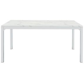 Athena Carrara Marble And Chrome Large Dining Table