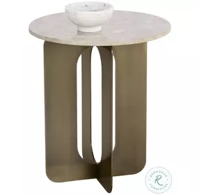 Tiber Warm Gray And Antique Brass End Table